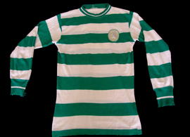 Camisola do Sporting listada usada de 1965/66 a 1971/72 ou 1972/73