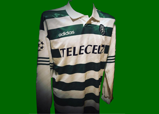 1997/98, equipamento Adidas do futebol do Sporting, Gimnez Liga dos Campees