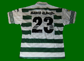 Sporting Lisbon 1997 1998 Home top, worn in a League game by Marco Almeida