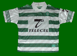 Equipamento SCP Sporting Portugal da Adidas sponsor Telecel 1997 1998