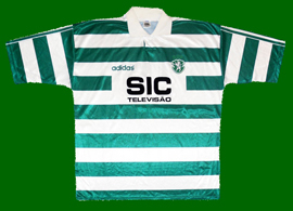 Matchworn Sporting Lisbon top, model worn in the Portugal Cup and in the Cup Winners Cup SIC Adidas