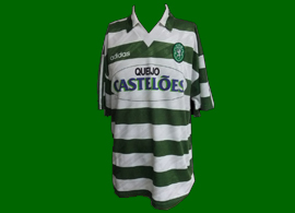 equipamento de jogo do Sporting do Figo pre-epoca 1994 1995 Adidas Casteloes