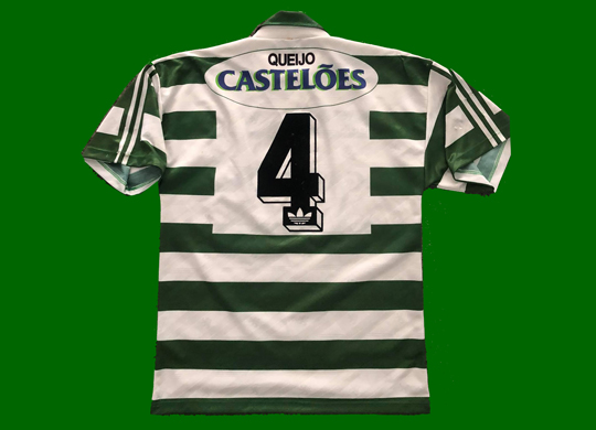 1994/95. Camisola de jogo Adidas listada do Carlos Xavier