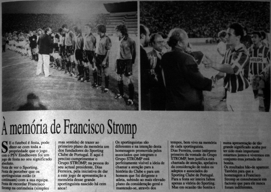 jogo de apresentao aos scios e homenagem a Francisco Stromp, 1 de Agosto de 1992