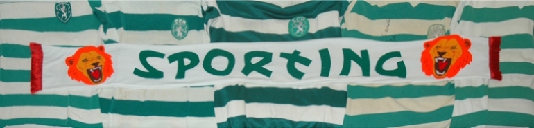 Althamer and Grabowska scarf with oldschool match worn Sporting Clube de Portugal shirts