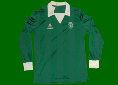 Sporting green 1984/85. Away longsleeved match worn Coq Sportif shirt, pre-season