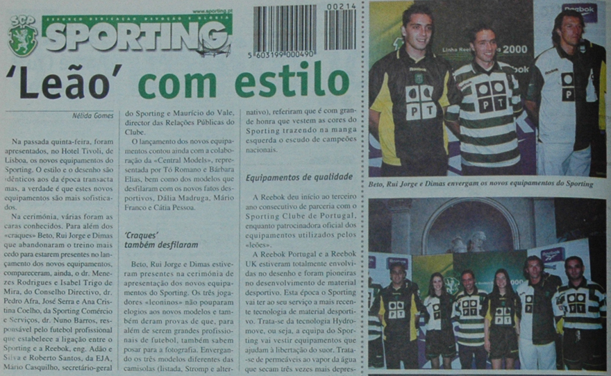 Leo com estilo - apresentao dos equipamentos de 2000/01 com jogadores e modelos - todos sportinguistas