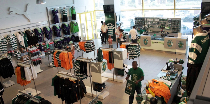 A Loja Verde em Alvalade, onde se podem comprar equipamentos e camisolas do Sporting 