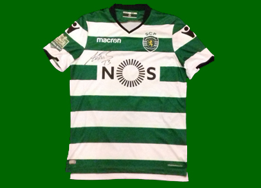 2017/18. Camisola de jogo do jogador do Sporting do Adrien Silva Trofu 5 Violinos