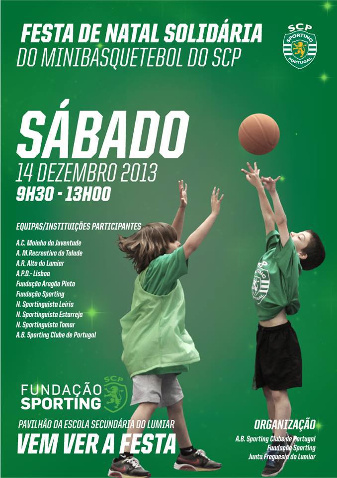 cartaz do Natal solidrio do basquetebol do Sporting