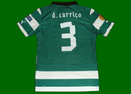 equipamento de jogo do Sporting listado usado por Daniel Carrio num jogo da Liga Europa 2012/13