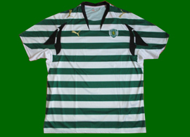 2007/2008. Camisola listada do Sporting, sem patrocnio