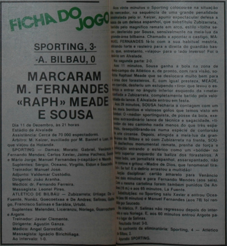 Sporting-Atltico de Bilbao 11 December 1985 - match report