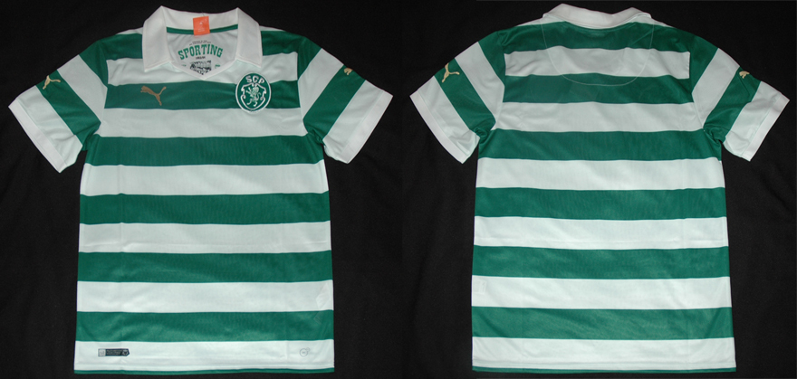 Equipamento do Sporting 2013/14 com homenagem  Taa das Taas - frente e verso