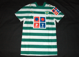 Hooped home player issue shirt, brand new still with tag. This shirt was won by a fan in a competition organised by Sporting