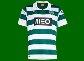 Hooped Sporting Lisbon jersey, with Meo sponsor 2013/14