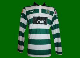 Hooped longsleeved player issue jersey, prepared for Daniel Carrio 2012/13