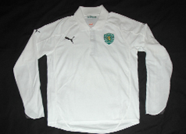 Polo do Sporting todo em branco, roupa para adeptos de 2010/11