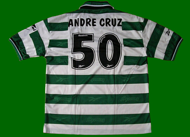 1999/2000. Camisola de futebol, rplica da Loja Verde personalizada Andr Cruz