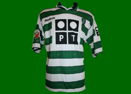 Camisola principal de jogo, usada por Hugo Vieira num jogo da pr-poca 2001/02 do Sporting