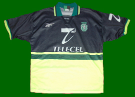 Camisola alternativa do Sporting azul e amarela 1998 99