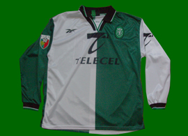 Equipamento do Sporting Lisboa Portugal Patacas Stromp 1998/99