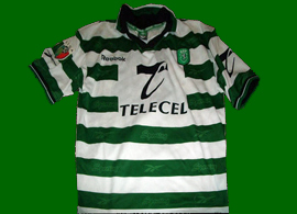 equipamento de jogo Sporting Rui Jorge Taa Reebok frente ao Atltico de Madrid 1999