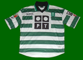 camisola listada de jogo do Bino do Sporting 2000 2001 Reebok