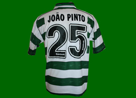 camisola listada de jogo de futebol do Joo Pinto, Sporting 2001/02