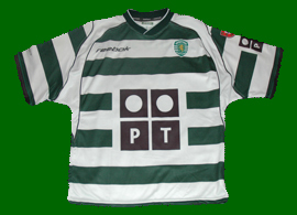 Sporting 2002/03. Camisola listada reebok player issue. Camisolas como esta, com estes detalhes, nunca foram vendidas