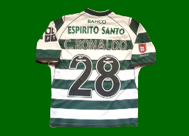 Hooped replica jersey Sporting Lisbon Cristiano Ronaldo 2002 2003