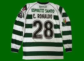 Long sleeves home hooped jersey, match worn by Cristiano Ronaldo in Sporting Lisbon