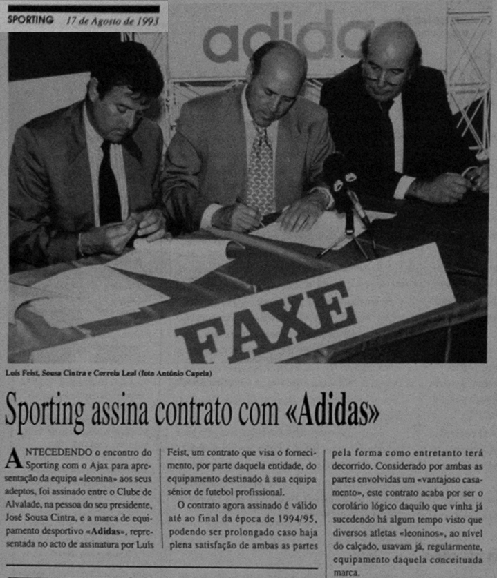 Sousa Cintra - Sporting assinou contrato com a Adidas em Agosto de 1993