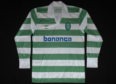 Match worn by Venancio, UEFA Cup model Sporting 1990 1991 shirt