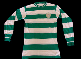 From 1965/66 to 1971/72 or 1972/73. Very old hooped Sporting Lisbon jersey