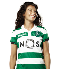 Camisola do Sporting 2018/19 listada para senhora, modelo Rita Fontemanha futebol feminino