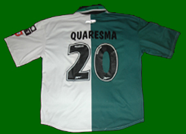 Stromp split green white Sporting Lisbon Ricardo Quaresma jersey. Quaresma was a U21 player, also played in the B team