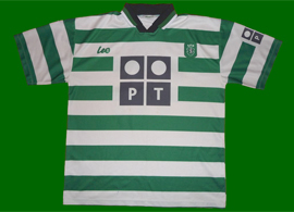 Sporting Lisbon Juve Leo football shirt, make Leo, made in Portugal 2000 01