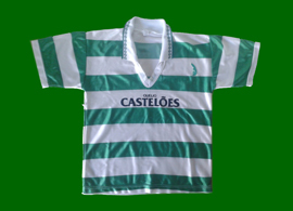 equipamento do Sporting de criana contrafeito Casteloes 94 95