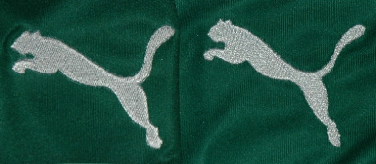 O Puma bordado: camisola contrafeita e camisola oficial do Sporting