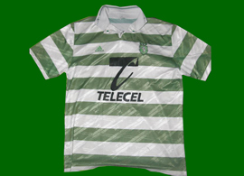 Adidas Sporting Lisbon jersey, already with the new pyramid three stripes logo. Made in Portugal