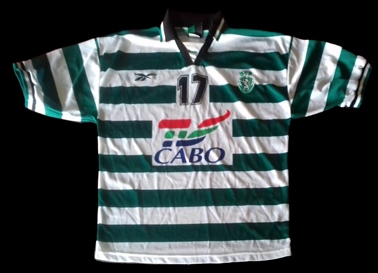 1997/98, camisola de Andebol de jogo, listada do Sporting