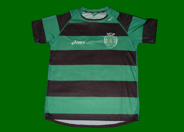 Sporting 12/13. Asics handball away green black jersey, child size