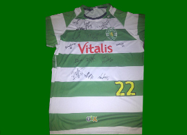 Match worn away shirt of Joo Pinto, signed by the 2012/13 squad. Made by Asics