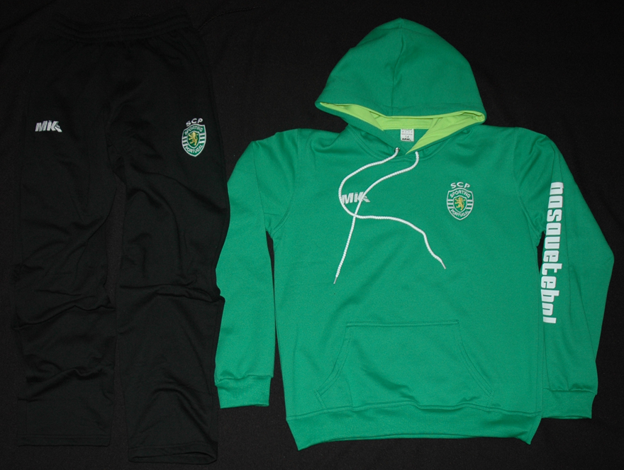 Sweatshirt com capuz e calas do basquetebol do Sporting